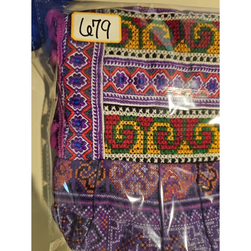 Handmaid Folklore Cross-Stich Handmade Dress PomPoms Tunic Oaxaca Sz M/L #679 - Picture 12 of 12